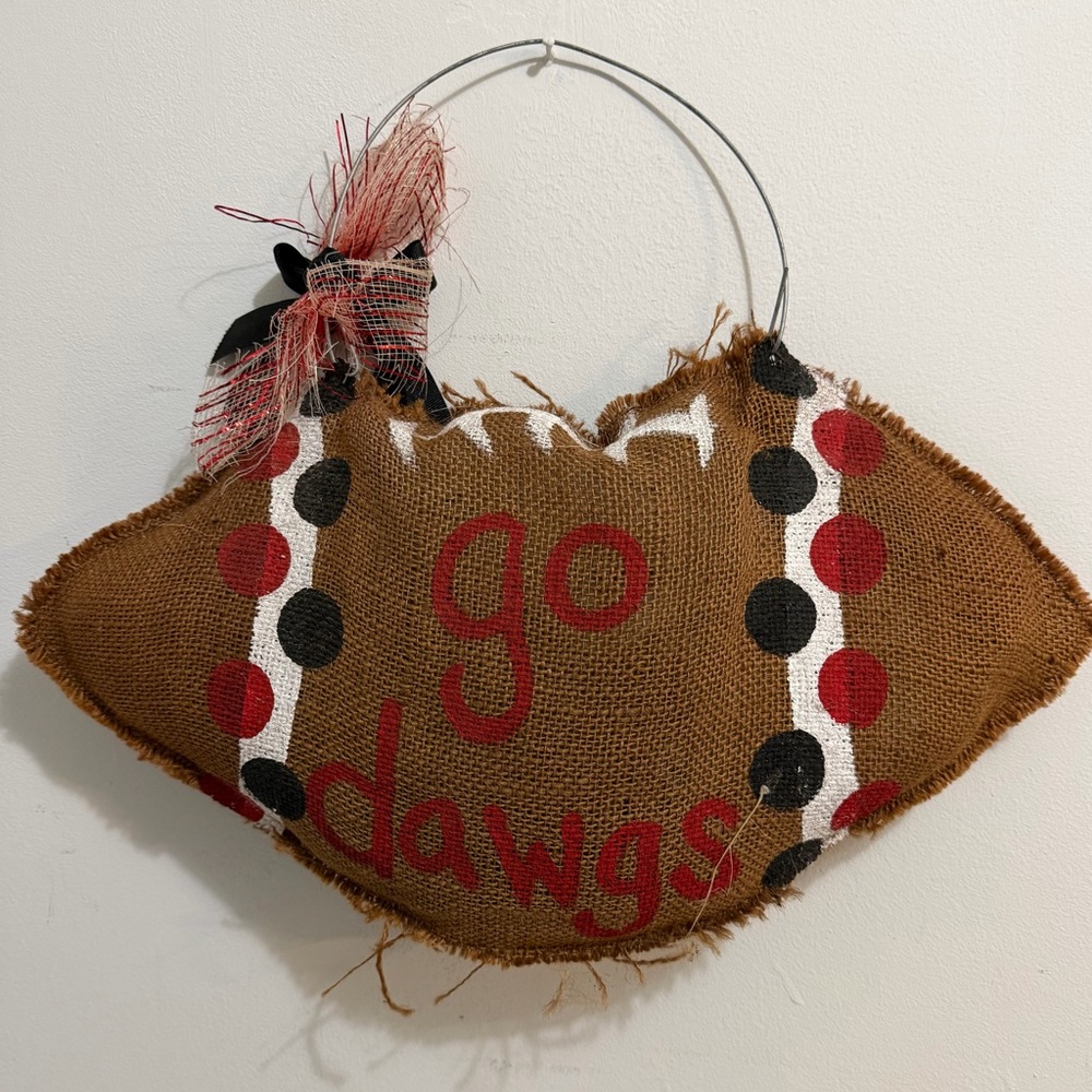 Georgia Bulldogs "Go Dawgs" Handmade Door/Wall Hanger Handpainted Burlap Decor